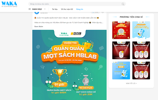 Tính năng truyền thông nội bộ của thư viện sách điện tử Waka